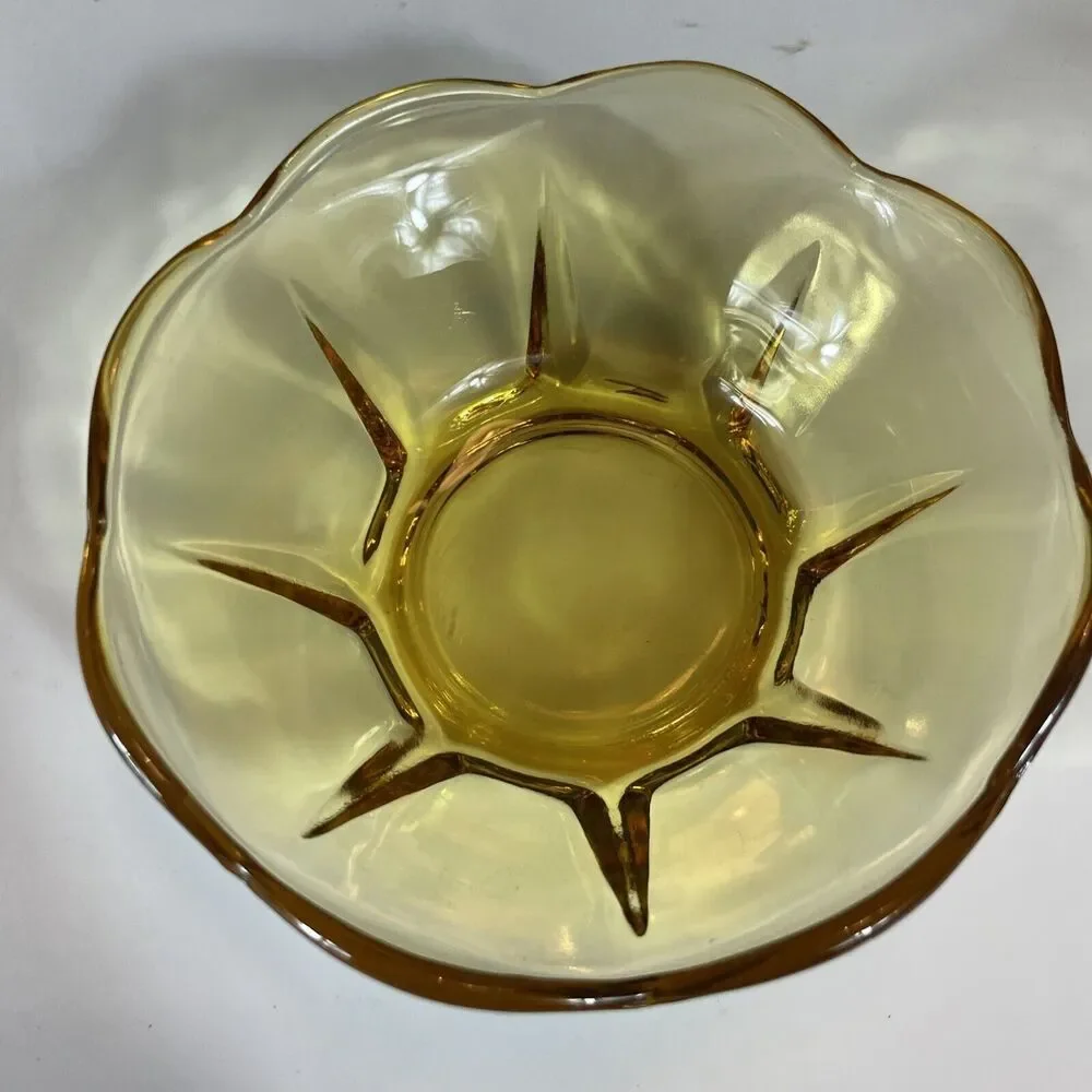 Anchor Hocking Bowl Set Honey Gold Set  Serving Yellow Swedish Modern Vtg